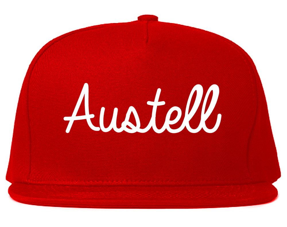 Austell Georgia GA Script Mens Snapback Hat Red