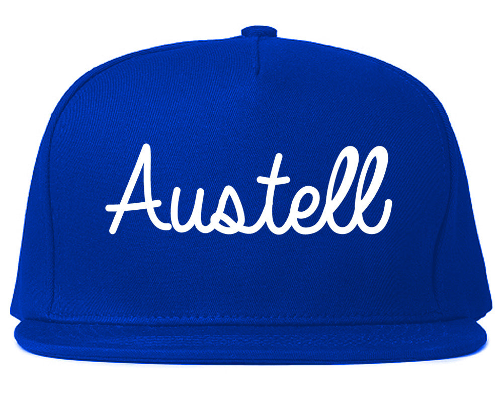 Austell Georgia GA Script Mens Snapback Hat Royal Blue