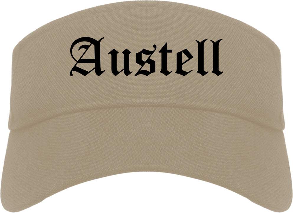 Austell Georgia GA Old English Mens Visor Cap Hat Khaki