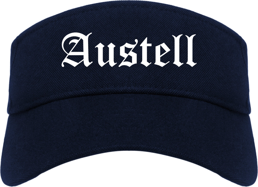 Austell Georgia GA Old English Mens Visor Cap Hat Navy Blue