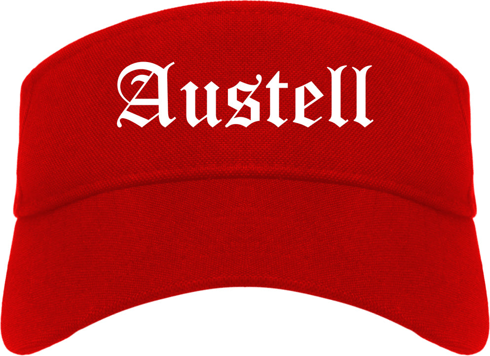 Austell Georgia GA Old English Mens Visor Cap Hat Red