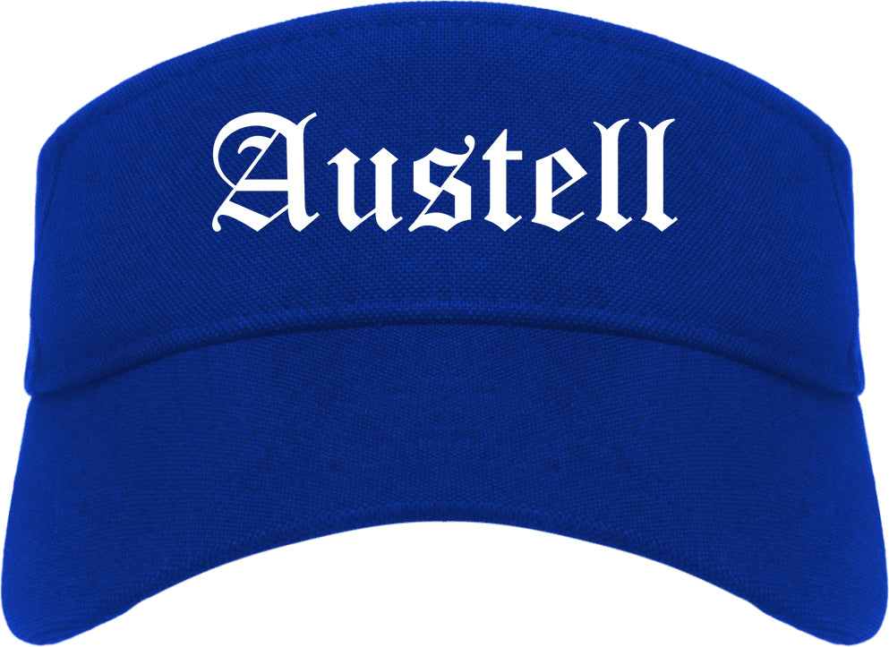 Austell Georgia GA Old English Mens Visor Cap Hat Royal Blue