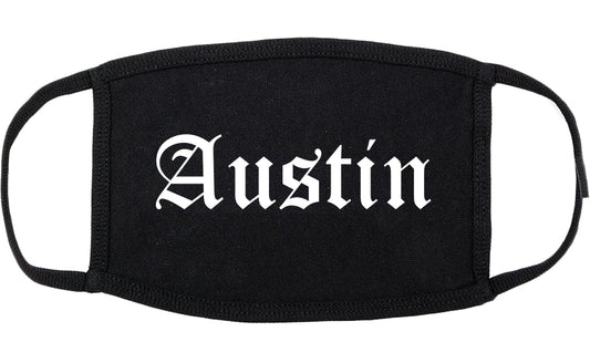 Austin Indiana IN Old English Cotton Face Mask Black