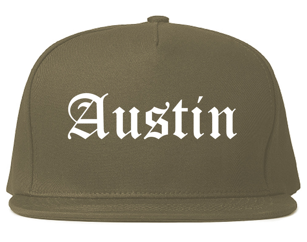 Austin Indiana IN Old English Mens Snapback Hat Grey