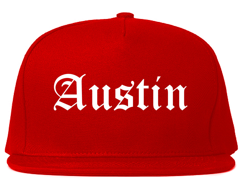 Austin Indiana IN Old English Mens Snapback Hat Red