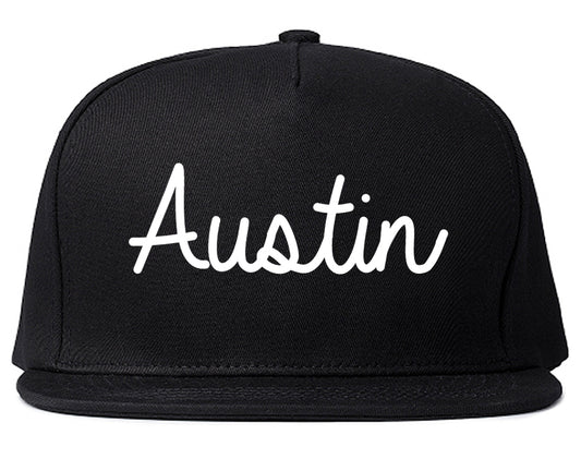 Austin Indiana IN Script Mens Snapback Hat Black