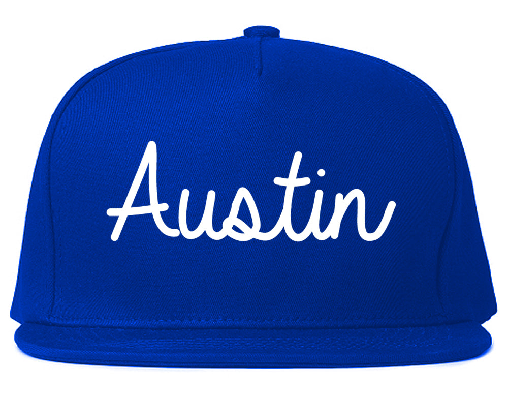 Austin Indiana IN Script Mens Snapback Hat Royal Blue