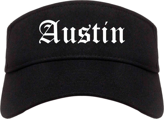 Austin Indiana IN Old English Mens Visor Cap Hat Black