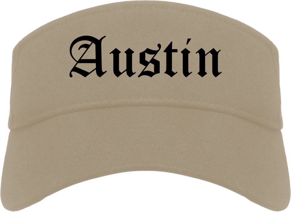 Austin Indiana IN Old English Mens Visor Cap Hat Khaki