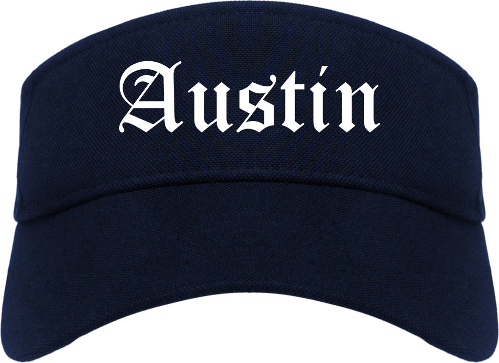 Austin Indiana IN Old English Mens Visor Cap Hat Navy Blue
