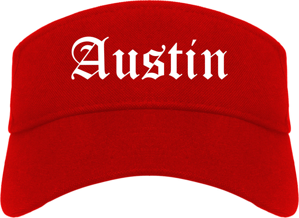 Austin Indiana IN Old English Mens Visor Cap Hat Red