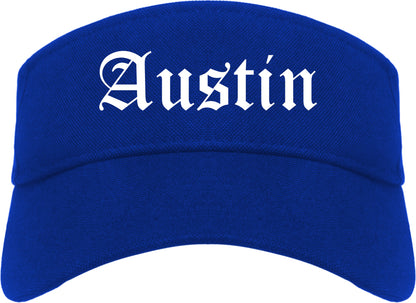Austin Minnesota MN Old English Mens Visor Cap Hat Royal Blue