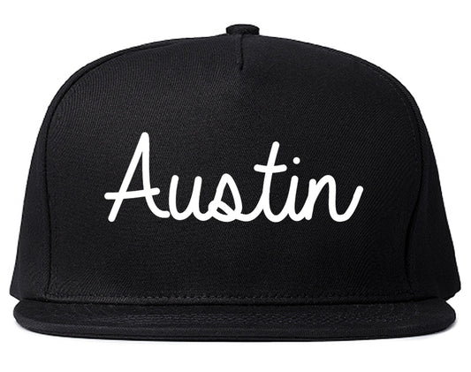 Austin Texas TX Script Mens Snapback Hat Black