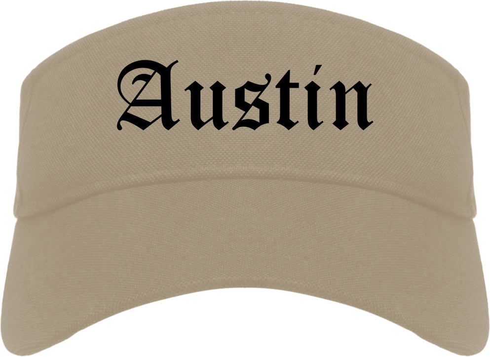 Austin Texas TX Old English Mens Visor Cap Hat Khaki