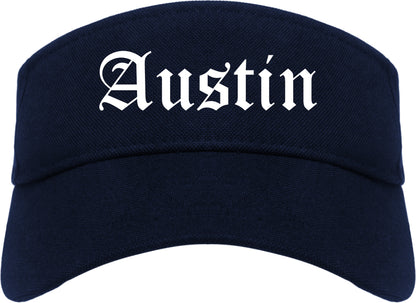 Austin Texas TX Old English Mens Visor Cap Hat Navy Blue
