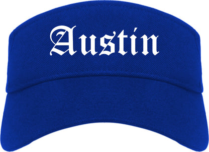 Austin Texas TX Old English Mens Visor Cap Hat Royal Blue