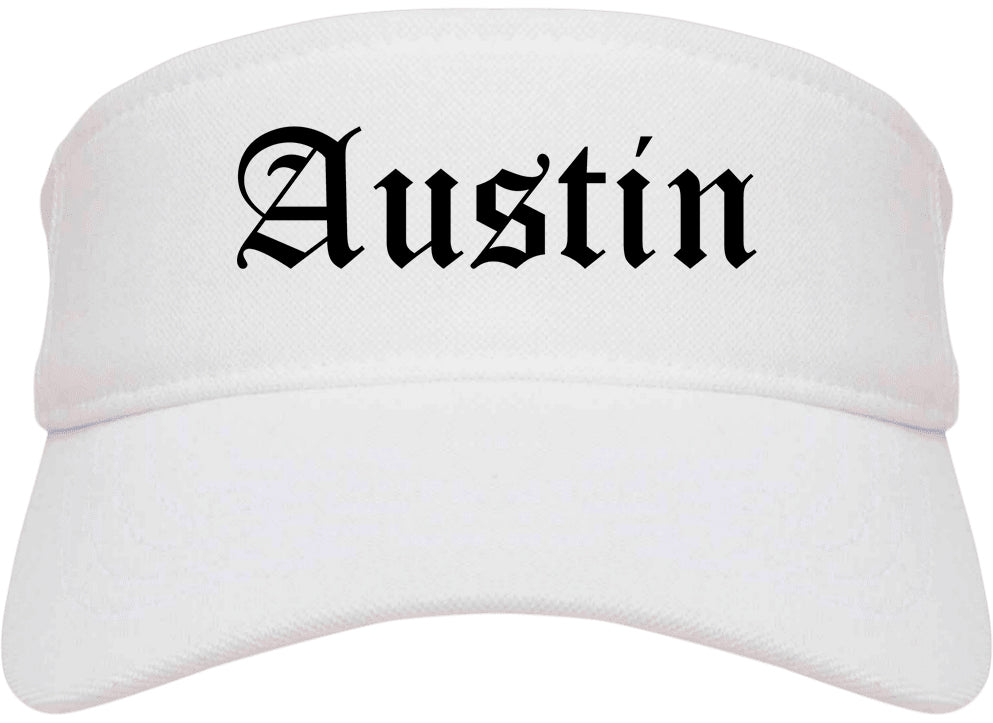 Austin Texas TX Old English Mens Visor Cap Hat White