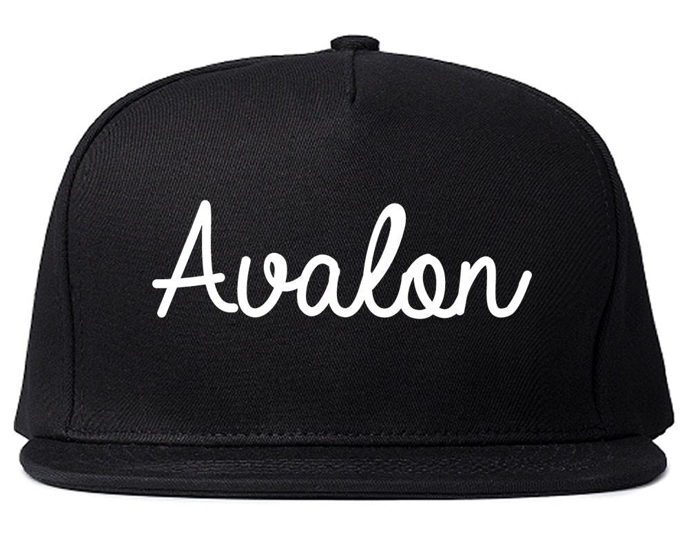 Avalon Pennsylvania PA Script Mens Snapback Hat Black