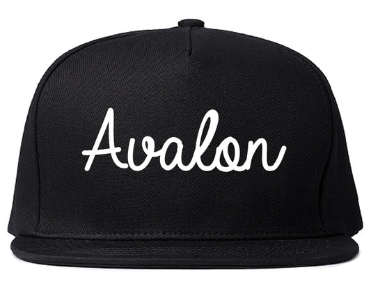 Avalon Pennsylvania PA Script Mens Snapback Hat Black