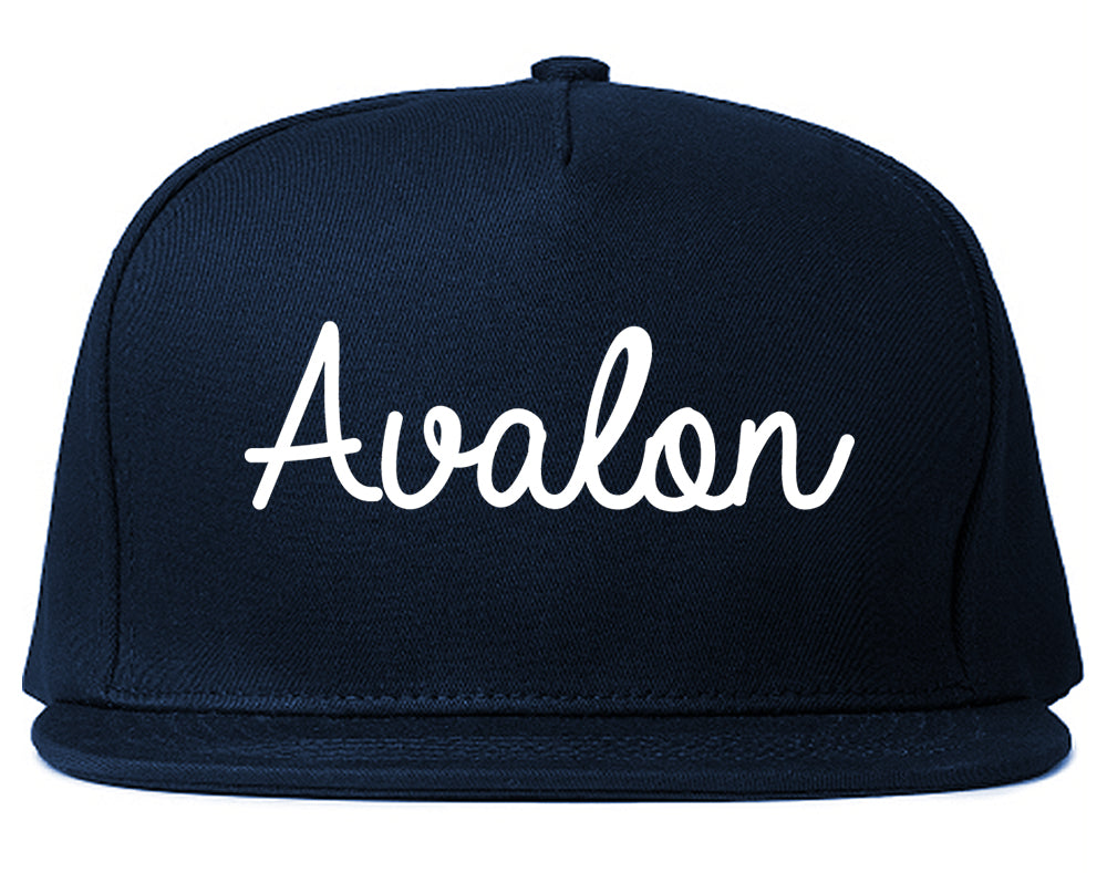 Avalon Pennsylvania PA Script Mens Snapback Hat Navy Blue