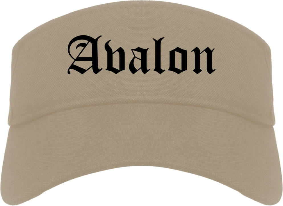 Avalon Pennsylvania PA Old English Mens Visor Cap Hat Khaki