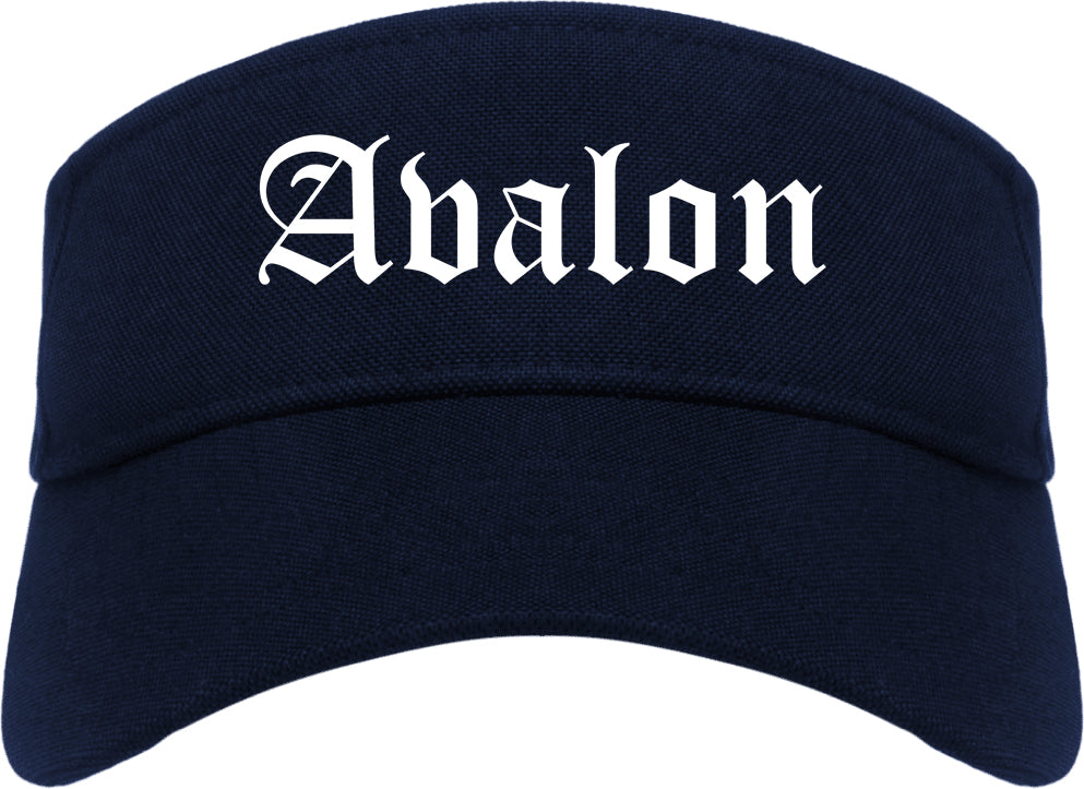 Avalon Pennsylvania PA Old English Mens Visor Cap Hat Navy Blue