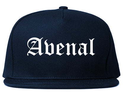 Avenal California CA Old English Mens Snapback Hat Navy Blue
