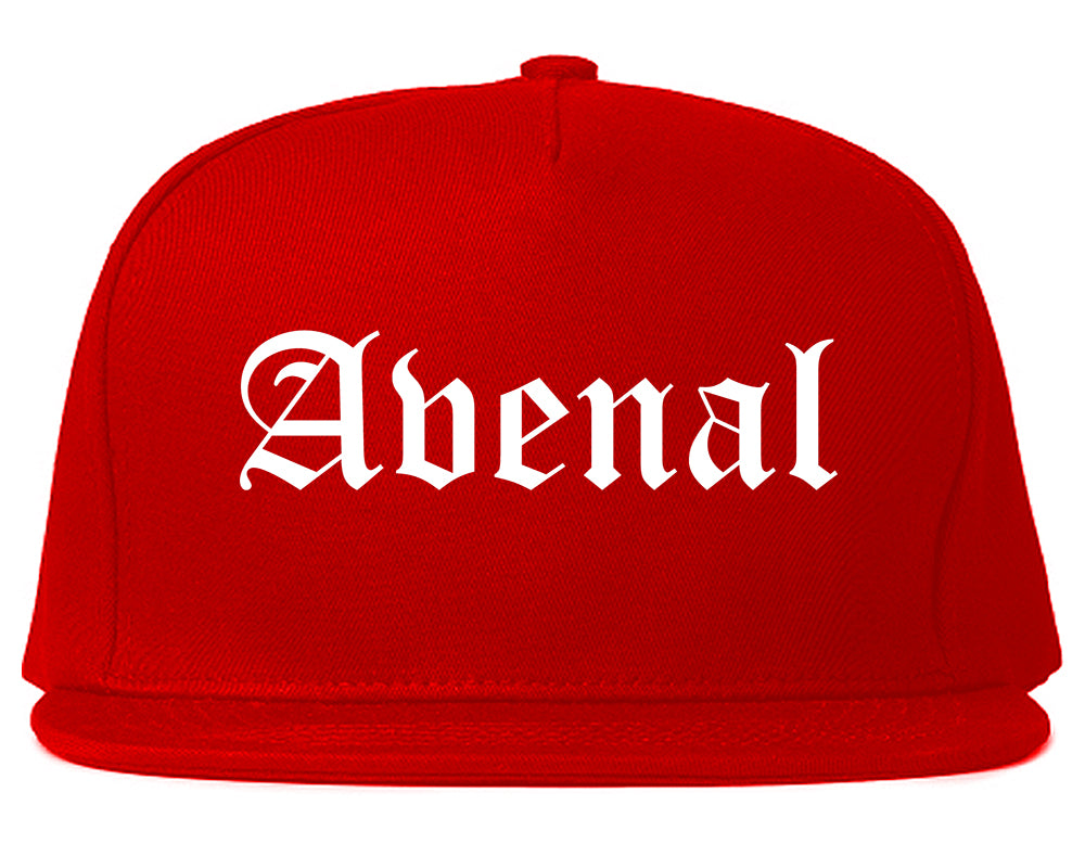 Avenal California CA Old English Mens Snapback Hat Red