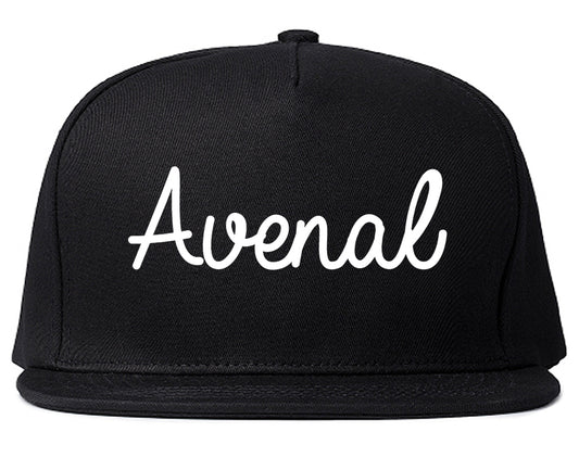 Avenal California CA Script Mens Snapback Hat Black