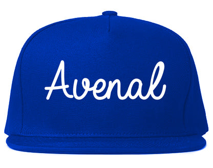 Avenal California CA Script Mens Snapback Hat Royal Blue