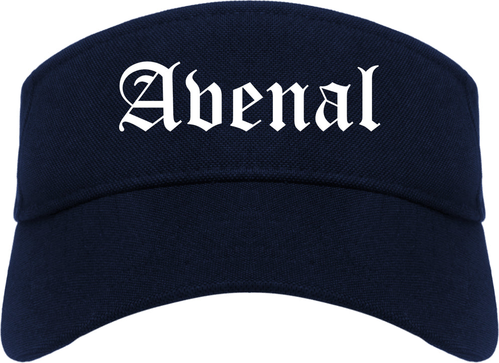 Avenal California CA Old English Mens Visor Cap Hat Navy Blue