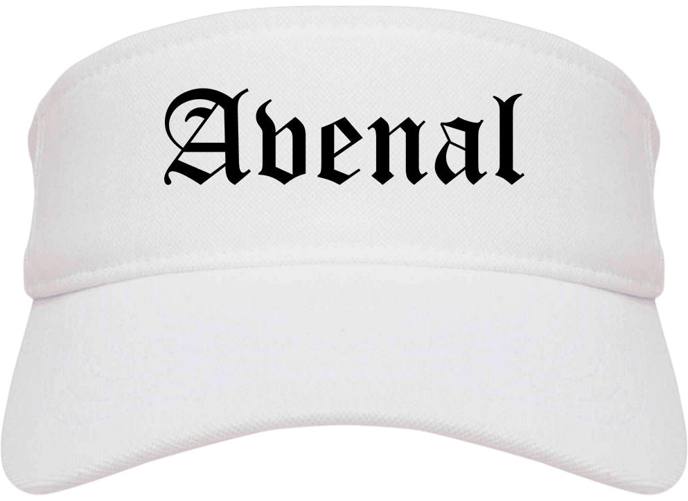 Avenal California CA Old English Mens Visor Cap Hat White