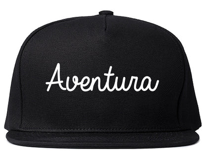 Aventura Florida FL Script Mens Snapback Hat Black