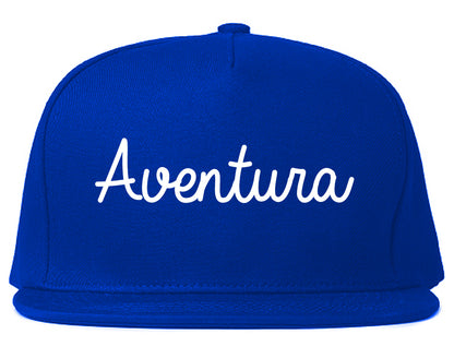 Aventura Florida FL Script Mens Snapback Hat Royal Blue