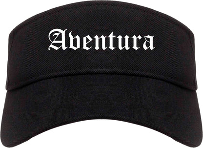Aventura Florida FL Old English Mens Visor Cap Hat Black