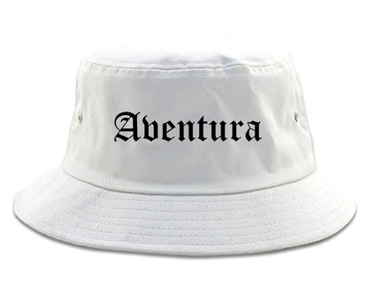 Aventura Florida FL Old English Mens Bucket Hat White