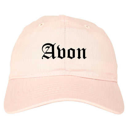 Avon Indiana IN Old English Mens Dad Hat Baseball Cap Pink