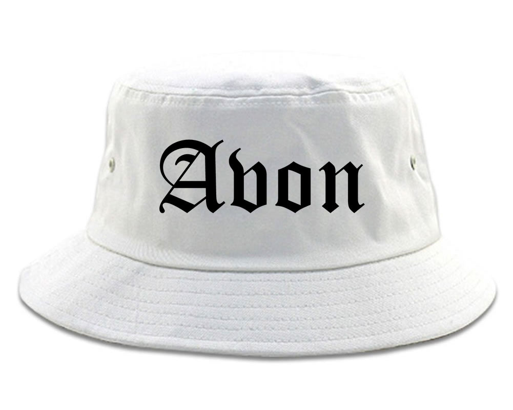 Avon Indiana IN Old English Mens Bucket Hat White