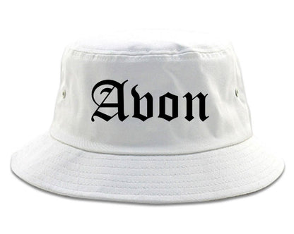 Avon Indiana IN Old English Mens Bucket Hat White