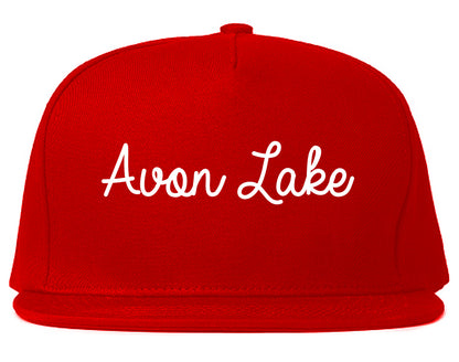 Avon Lake Ohio OH Script Mens Snapback Hat Red