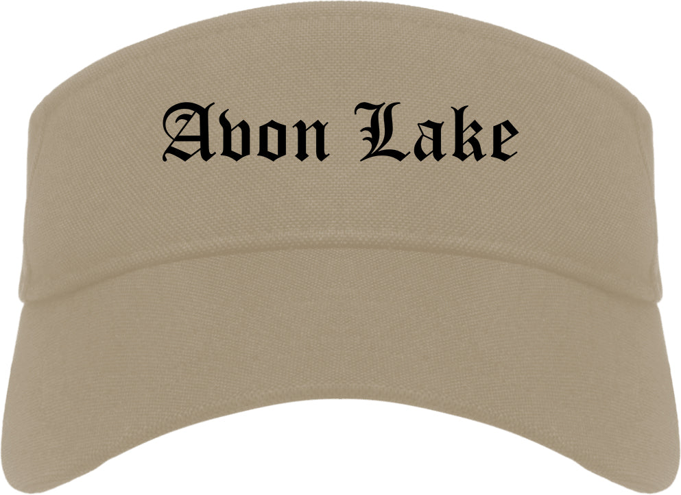 Avon Lake Ohio OH Old English Mens Visor Cap Hat Khaki