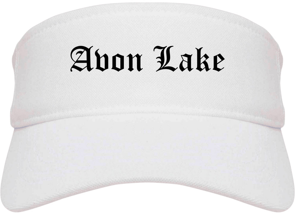 Avon Lake Ohio OH Old English Mens Visor Cap Hat White
