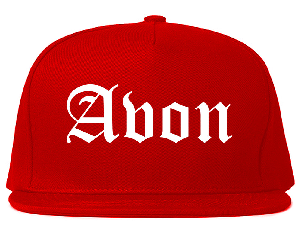Avon Ohio OH Old English Mens Snapback Hat Red