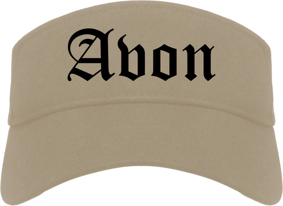Avon Ohio OH Old English Mens Visor Cap Hat Khaki