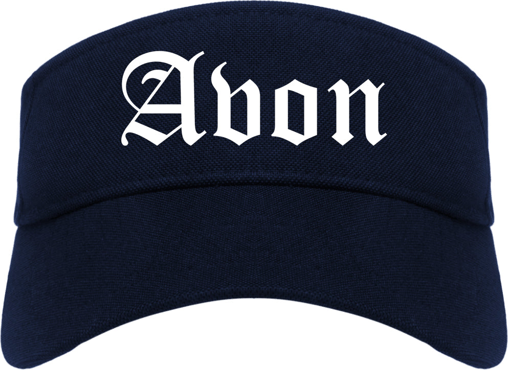 Avon Ohio OH Old English Mens Visor Cap Hat Navy Blue