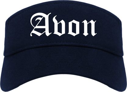 Avon Ohio OH Old English Mens Visor Cap Hat Navy Blue