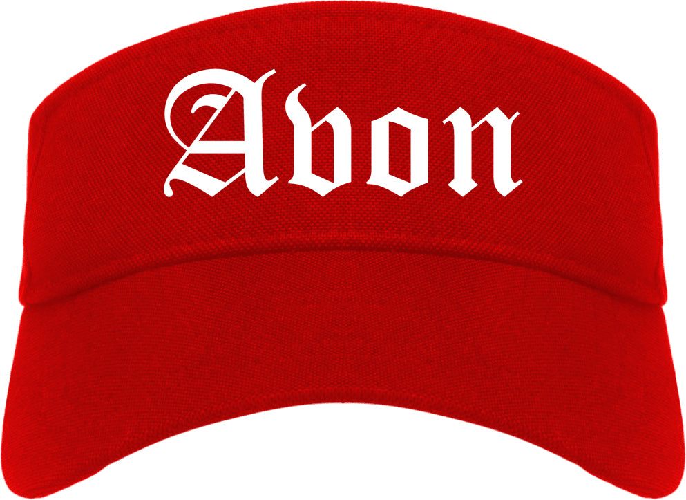 Avon Ohio OH Old English Mens Visor Cap Hat Red