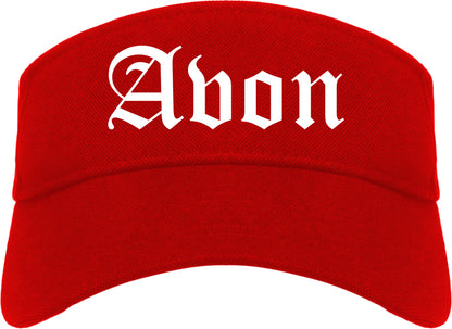 Avon Ohio OH Old English Mens Visor Cap Hat Red