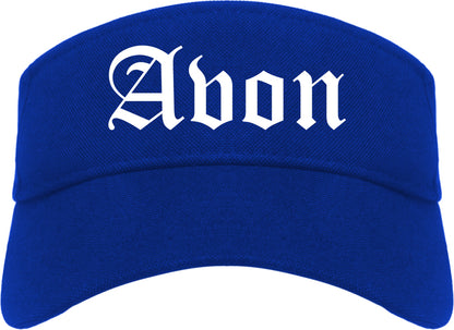 Avon Ohio OH Old English Mens Visor Cap Hat Royal Blue