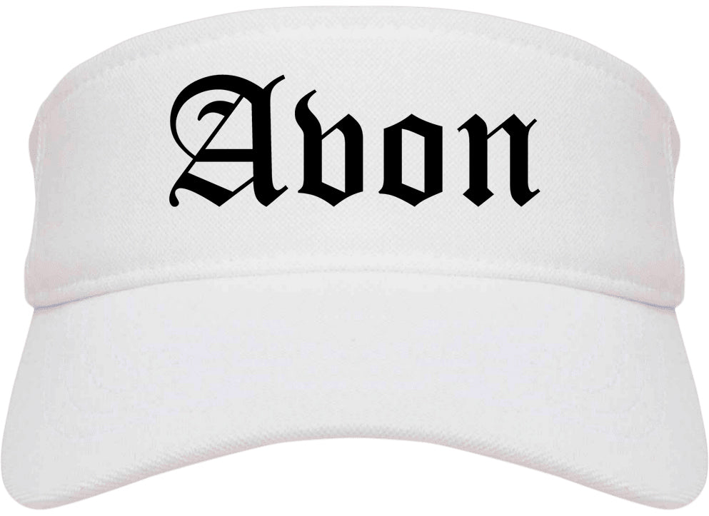 Avon Ohio OH Old English Mens Visor Cap Hat White